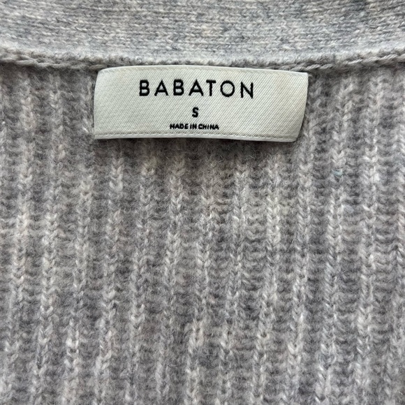 Babaton Light Gray Ribbed Cashmere Sweater - Picture 3 of 8
